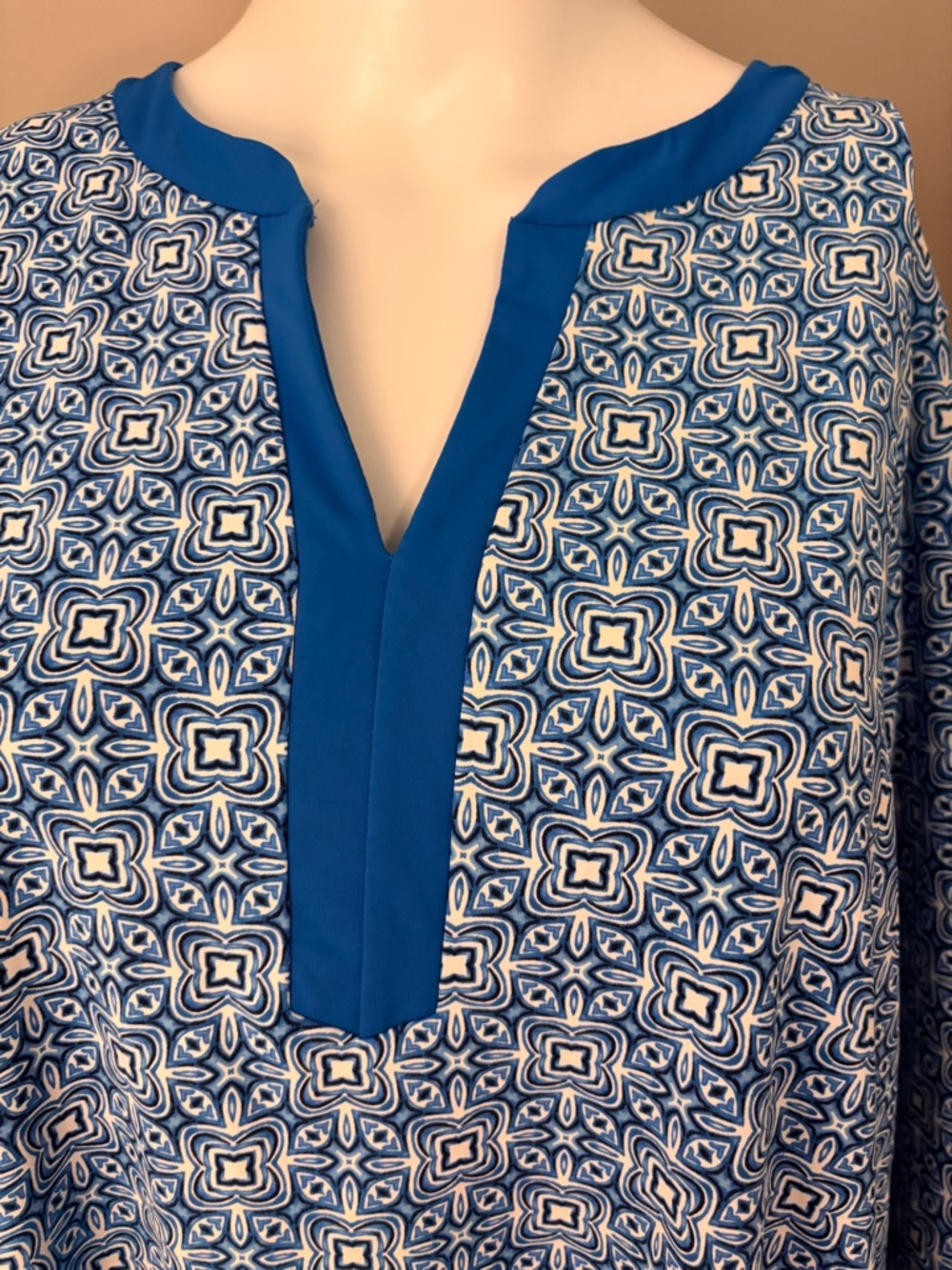 Aqua Blue Lands’ End Dress with Contrasting Trim - Picture 3 of 5